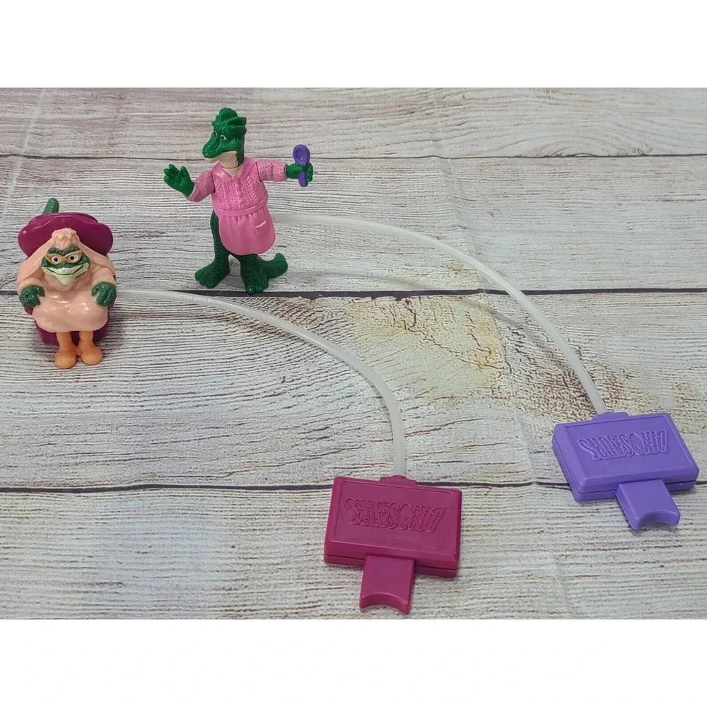 Vintage Disney Dinosaurs TV Show McDonalds Happy Meal Toys Lot Of 2 Purple Pink